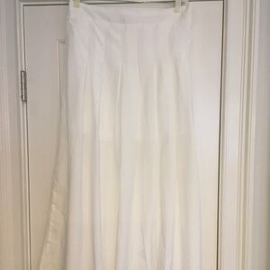 White Pleated Midi Skirt